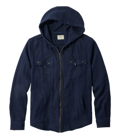 L.L.Bean Men's 1912 Field Flannel Shirt, Hooded, Slightly Fitted Untucked Fit Classic Navy