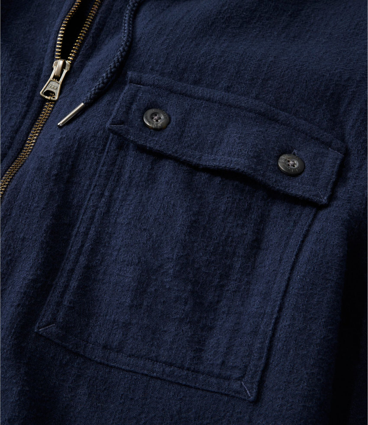L.L.Bean Men's 1912 Field Flannel Shirt, Hooded, Slightly Fitted Untucked Fit Classic Navy