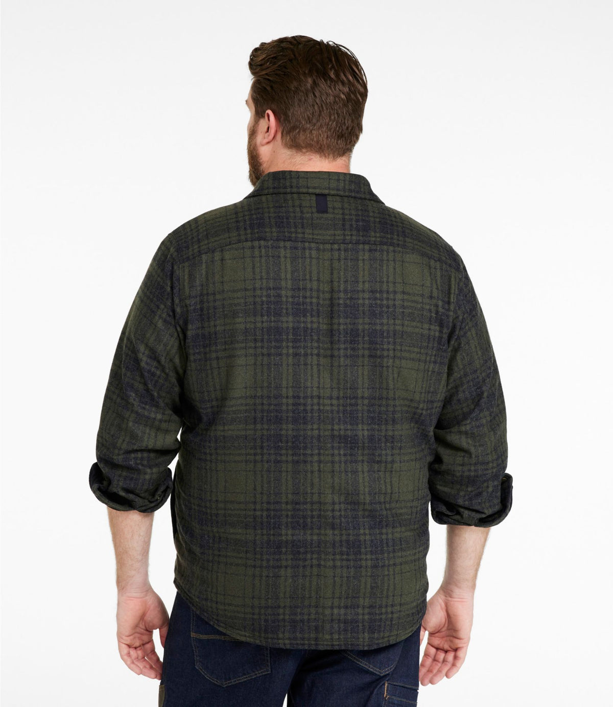 L.L.Bean Men's Maine Guide Lightweight Lined Wool Field Shirt, Plaid Forest Shade Plaid