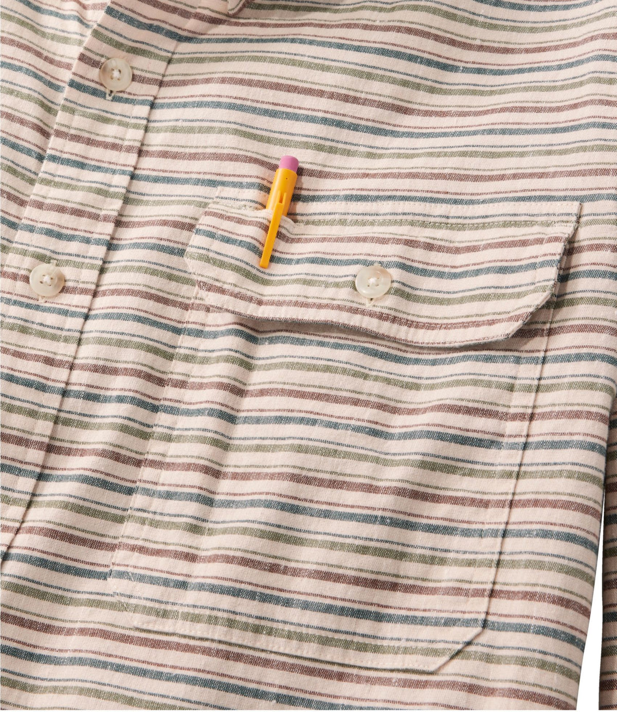 L.L.Bean Men's Stonecoast Hemp Shirt, Long-Sleeve, Slightly Fitted Untucked Fit, Stripe Silver Birch