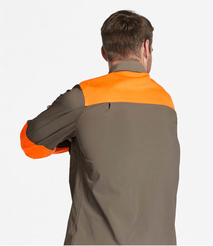 L.L.Bean Men's Technical Stretch Upland Shirt with No Fly Zone Ash/Hunter Orange