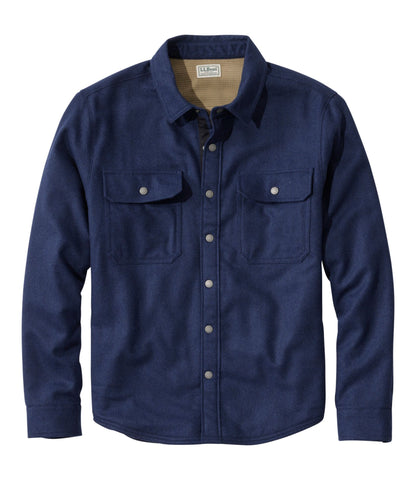 L.L.Bean Men's Maine Guide Lightweight Lined Wool Field Shirt Navy