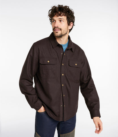L.L.Bean Men's Maine Guide Lightweight Lined Wool Field Shirt Navy