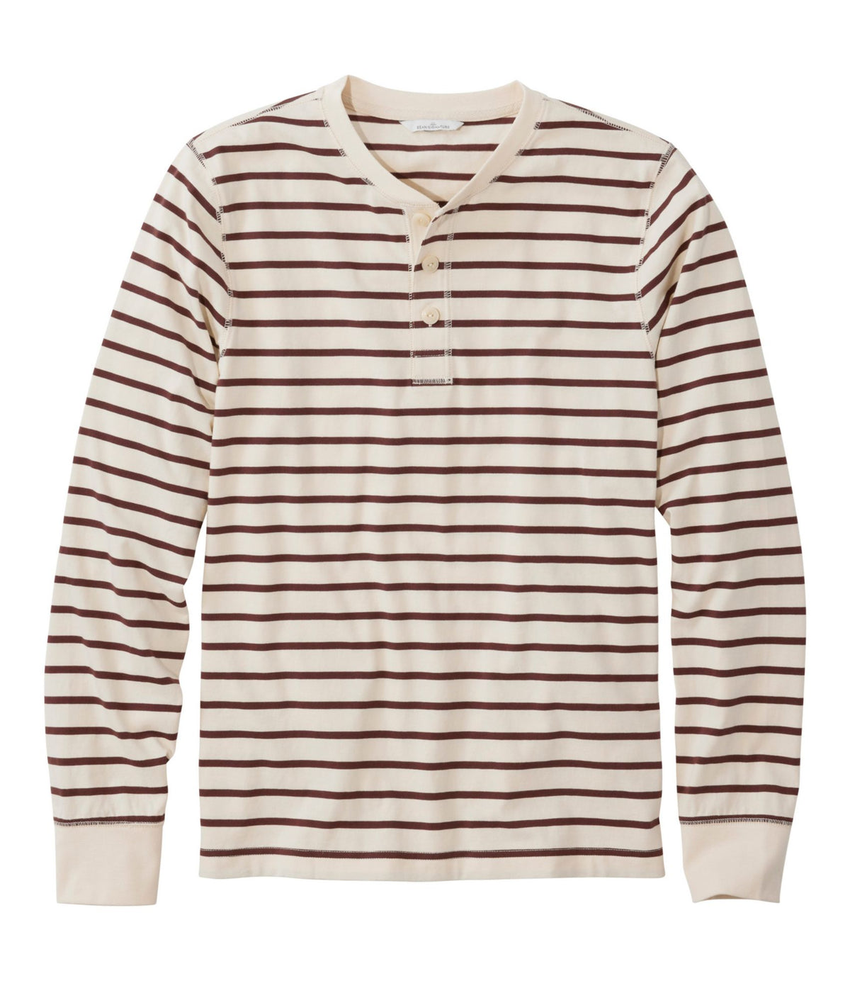 L.L.Bean Men's Signature Northwoods Henley, Long-Sleeve, Stripe Natural
