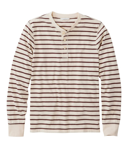 L.L.Bean Men's Signature Northwoods Henley, Long-Sleeve, Stripe Natural