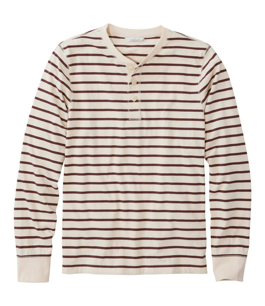 L.L.Bean Men's Signature Northwoods Henley, Long-Sleeve, Stripe Natural