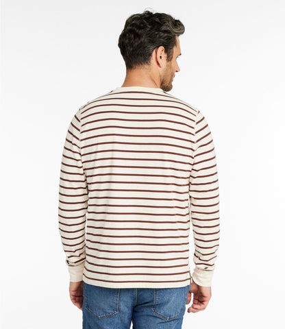 L.L.Bean Men's Signature Northwoods Henley, Long-Sleeve, Stripe Natural