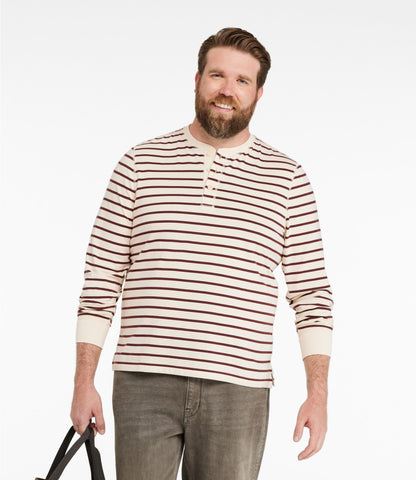 L.L.Bean Men's Signature Northwoods Henley, Long-Sleeve, Stripe Natural