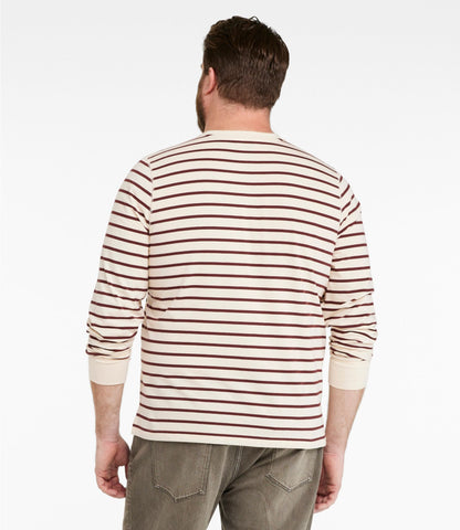 L.L.Bean Men's Signature Northwoods Henley, Long-Sleeve, Stripe Natural