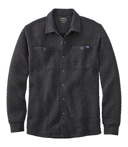 L.L.Bean Men's Quilted Sweatshirts, Snap Overshirt Dark Charcoal Heather