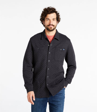 L.L.Bean Men's Quilted Sweatshirts, Snap Overshirt Dark Charcoal Heather