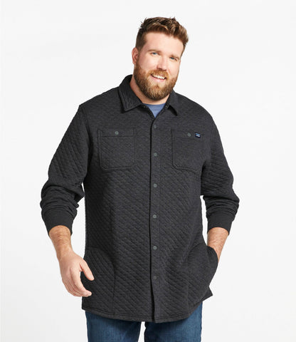 L.L.Bean Men's Quilted Sweatshirts, Snap Overshirt Dark Charcoal Heather