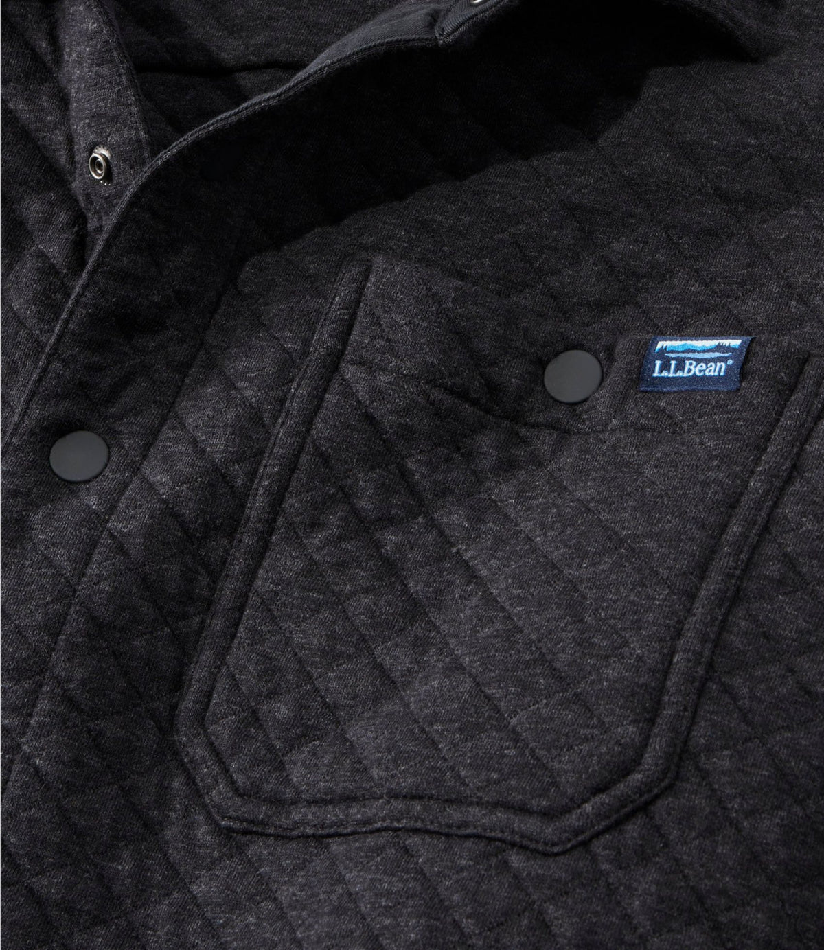L.L.Bean Men's Quilted Sweatshirts, Snap Overshirt Dark Charcoal Heather