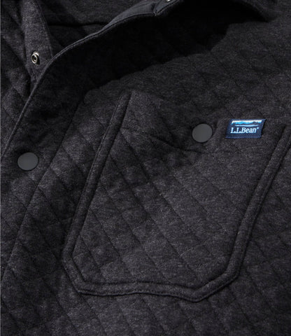 L.L.Bean Men's Quilted Sweatshirts, Snap Overshirt Dark Charcoal Heather