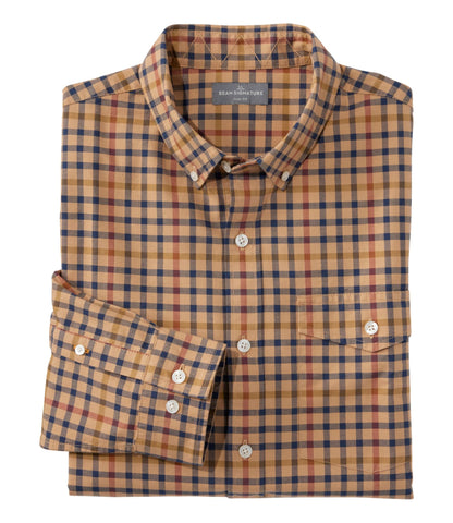 L.L.Bean Men's Signature Premium Pima Cotton Oxford Shirt, Long-Sleeve Barley Plaid