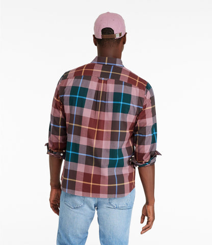 L.L.Bean Men's Signature Premium Pima Cotton Oxford Shirt, Long-Sleeve Barley Plaid