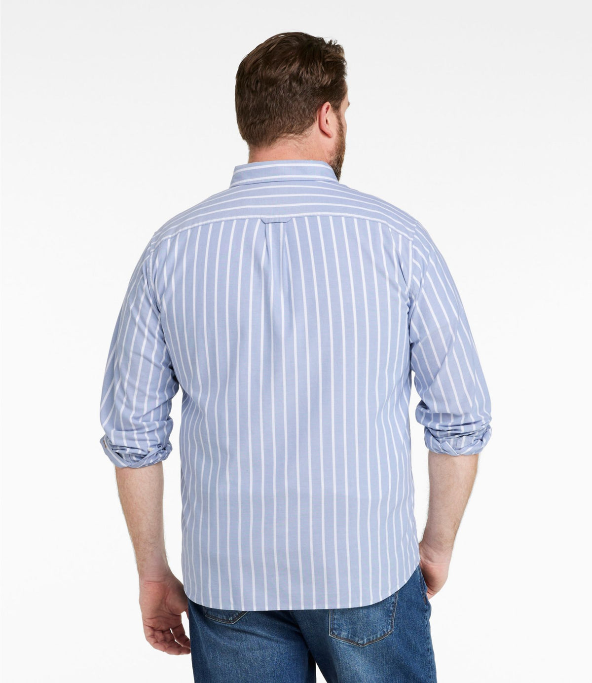 L.L.Bean Men's Signature Premium Pima Cotton Oxford Shirt, Long-Sleeve Barley Plaid