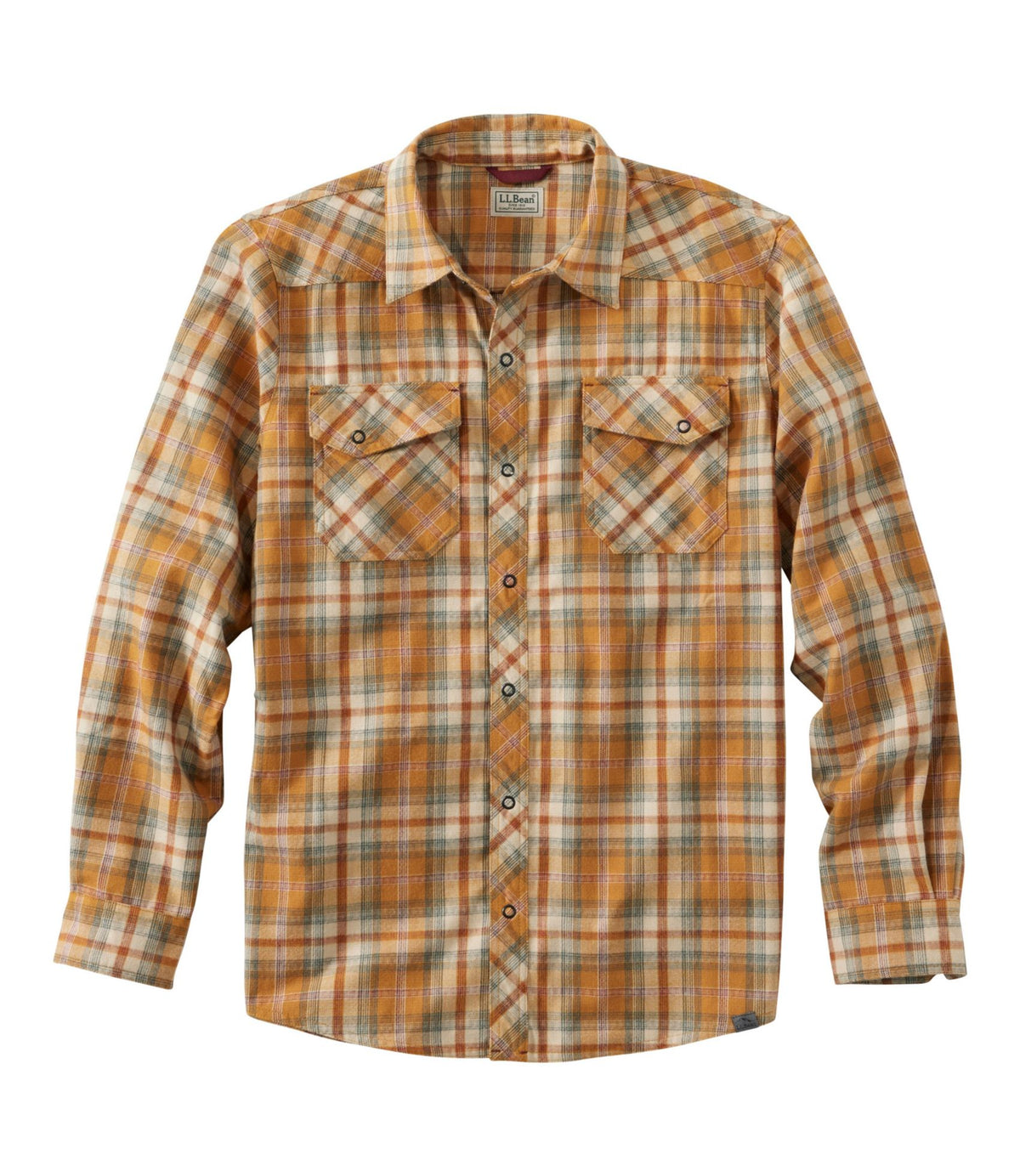 L.L.Bean Men's Katahdin Performance Flannel Shirt, Slightly Fitted Dark Bronze/Deep Rosewood