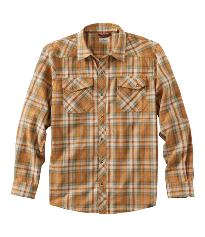 L.L.Bean Men's Katahdin Performance Flannel Shirt, Slightly Fitted Dark Bronze/Deep Rosewood