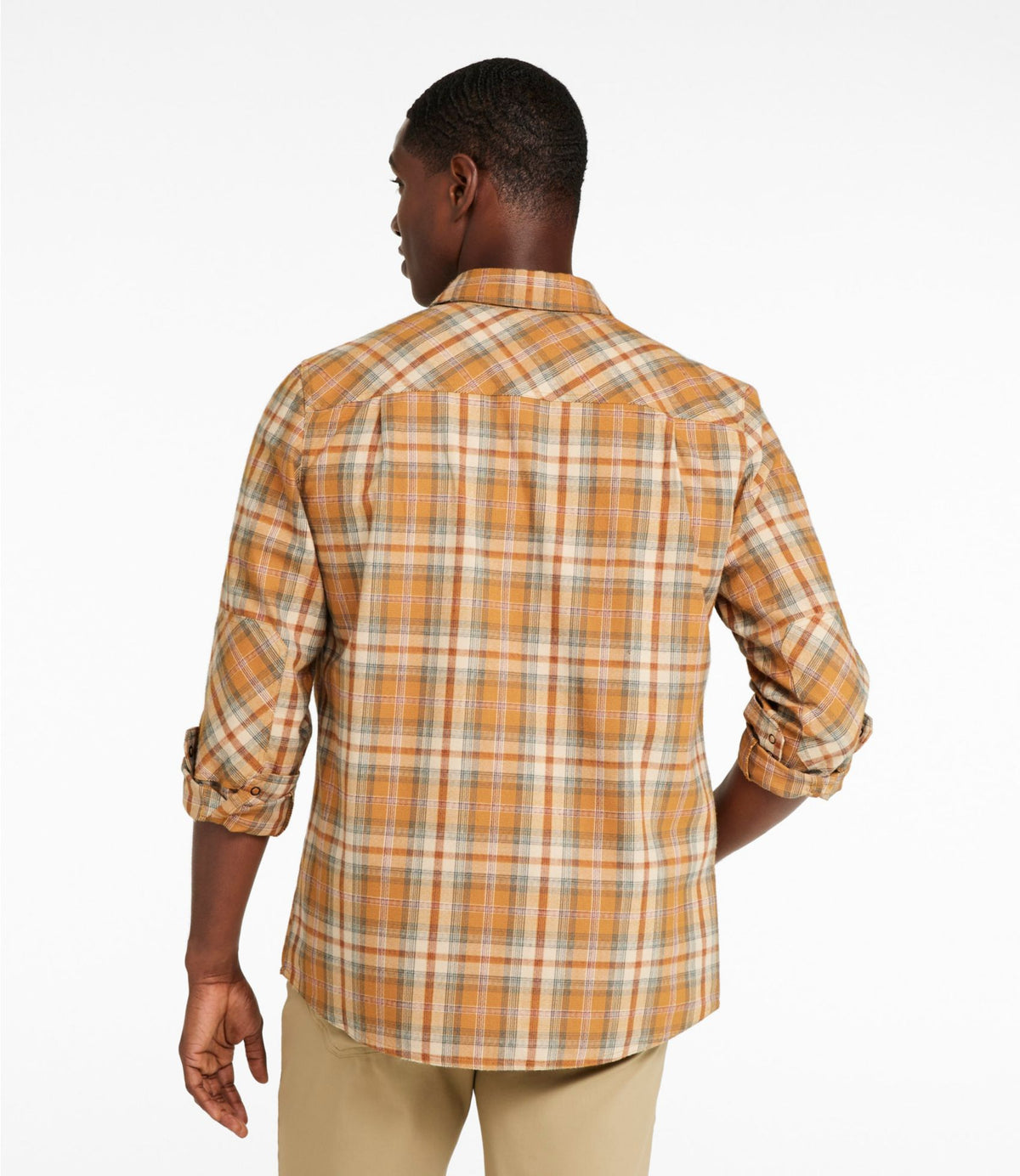 L.L.Bean Men's Katahdin Performance Flannel Shirt, Slightly Fitted Dark Bronze/Deep Rosewood