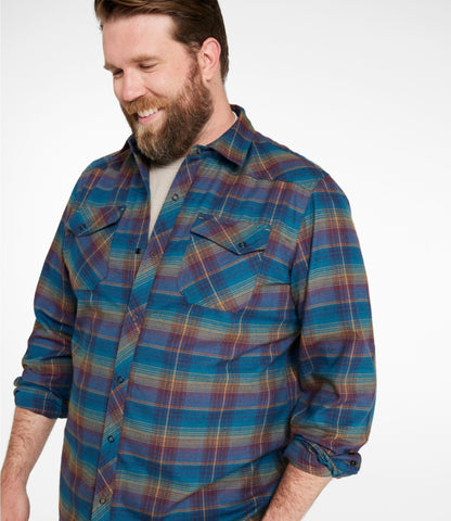 L.L.Bean Men's Katahdin Performance Flannel Shirt, Slightly Fitted Dark Bronze/Deep Rosewood