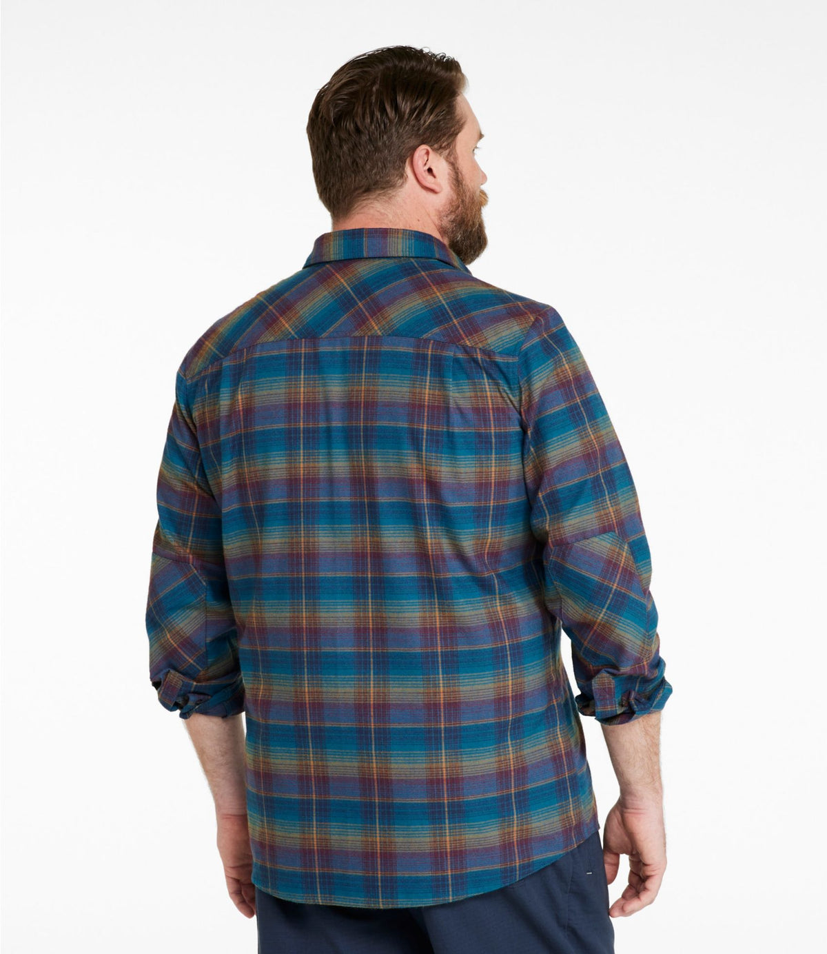 L.L.Bean Men's Katahdin Performance Flannel Shirt, Slightly Fitted Dark Bronze/Deep Rosewood