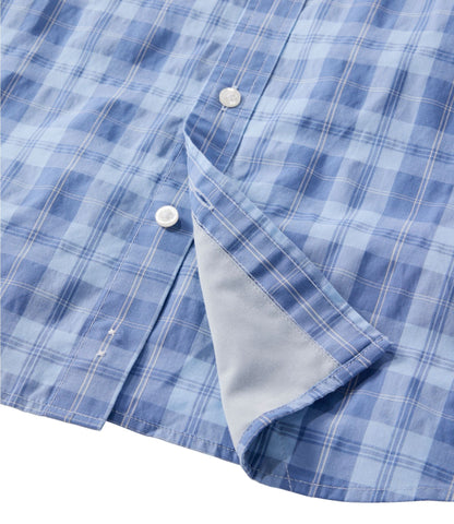 L.L.Bean Men's Comfort Stretch Performance® Chambray Shirt, Long-Sleeve, Slightly Fitted Untucked Fit, Plaid Faded Sage