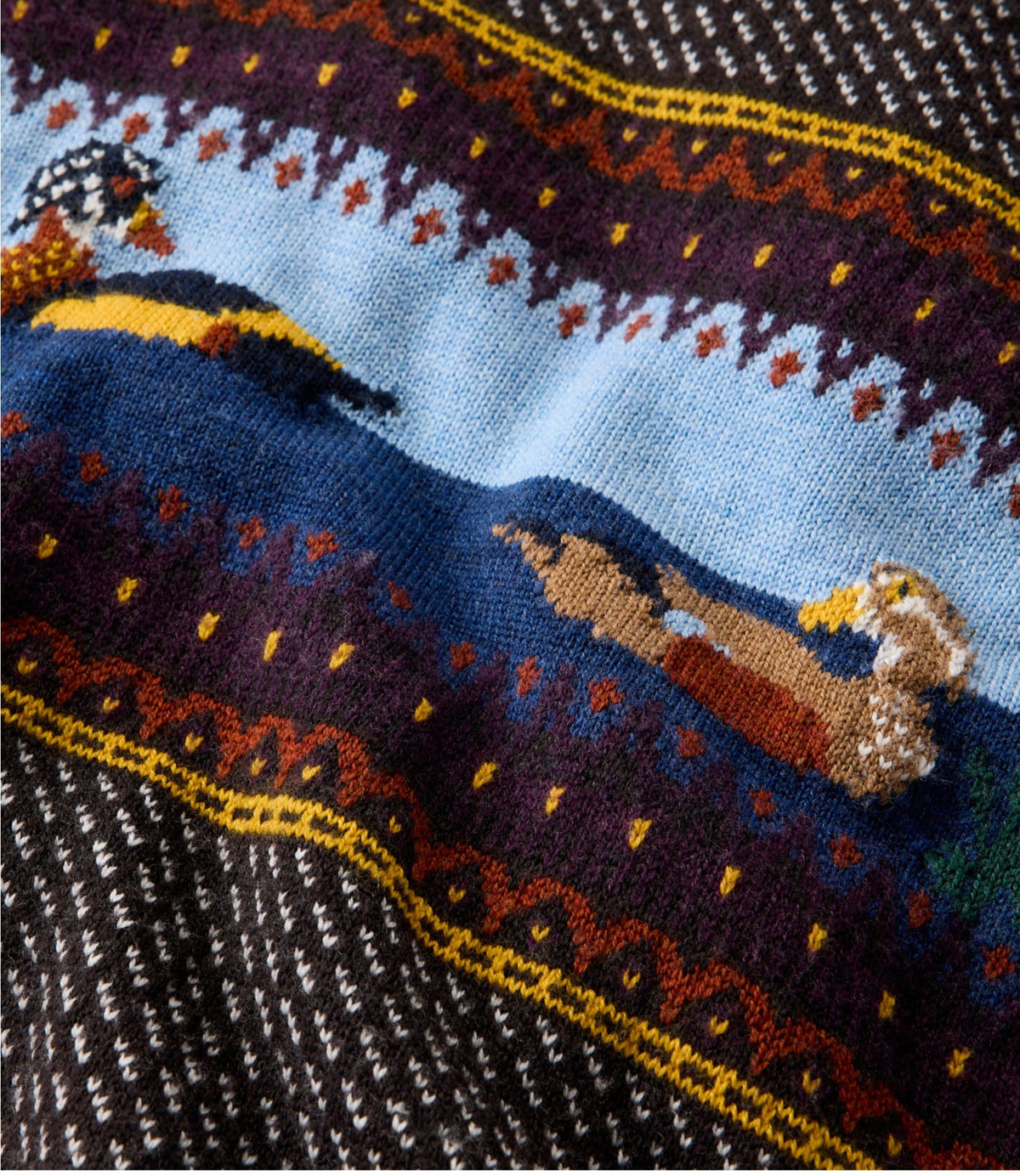 L.L.Bean Men's Essential Merino Sweaters, Crewneck, Pattern Deepest Brown Fair Isle