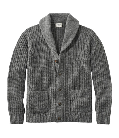 L.L.Bean Men's L.L.Bean Classic Ragg Wool Sweater, Cardigan Charcoal