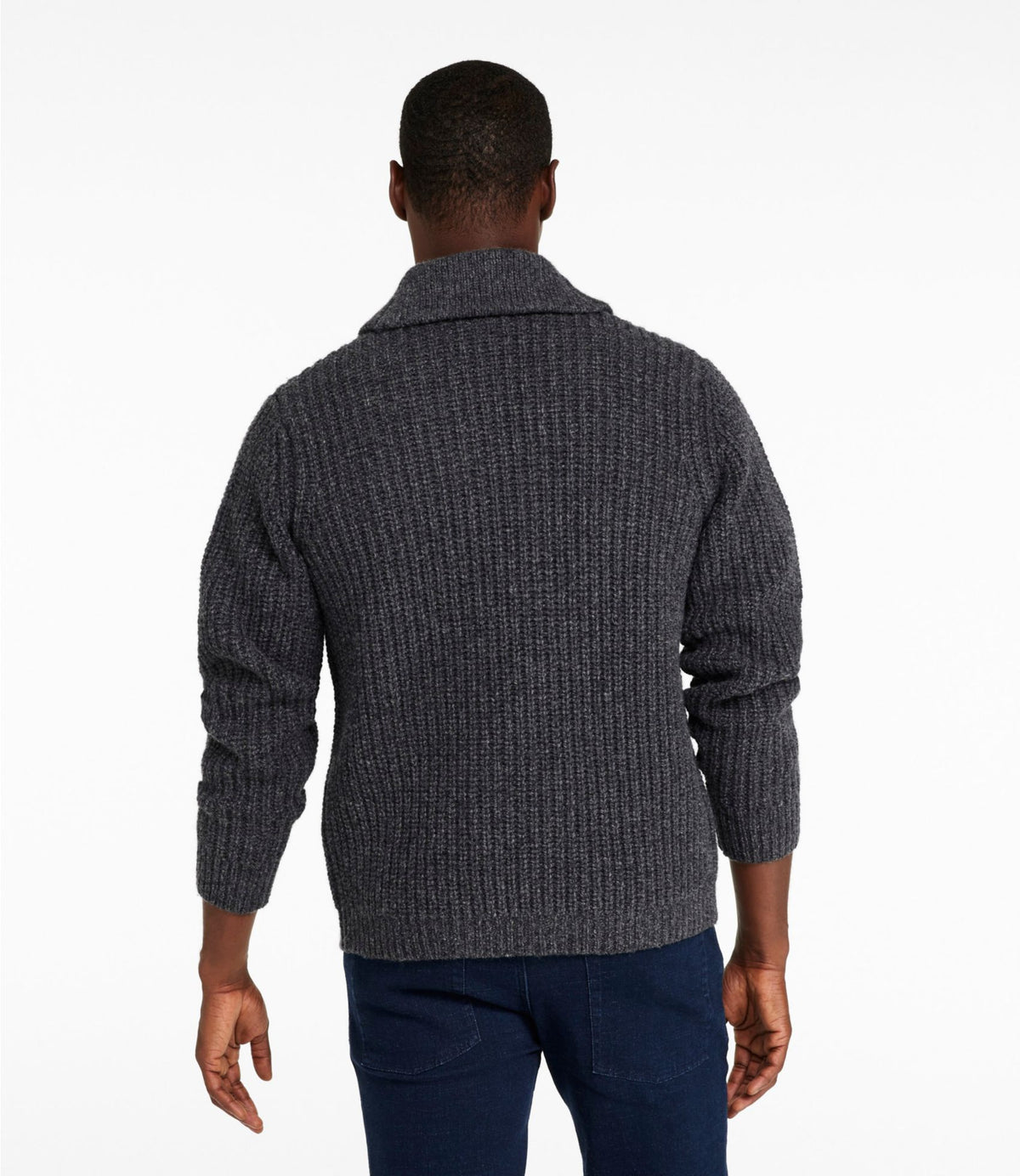 L.L.Bean Men's L.L.Bean Classic Ragg Wool Sweater, Cardigan Charcoal