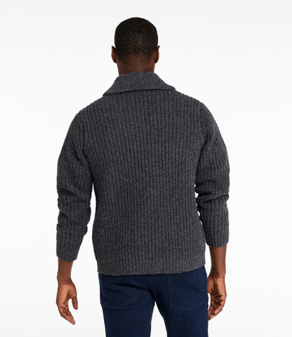 L.L.Bean Men's L.L.Bean Classic Ragg Wool Sweater, Cardigan Charcoal