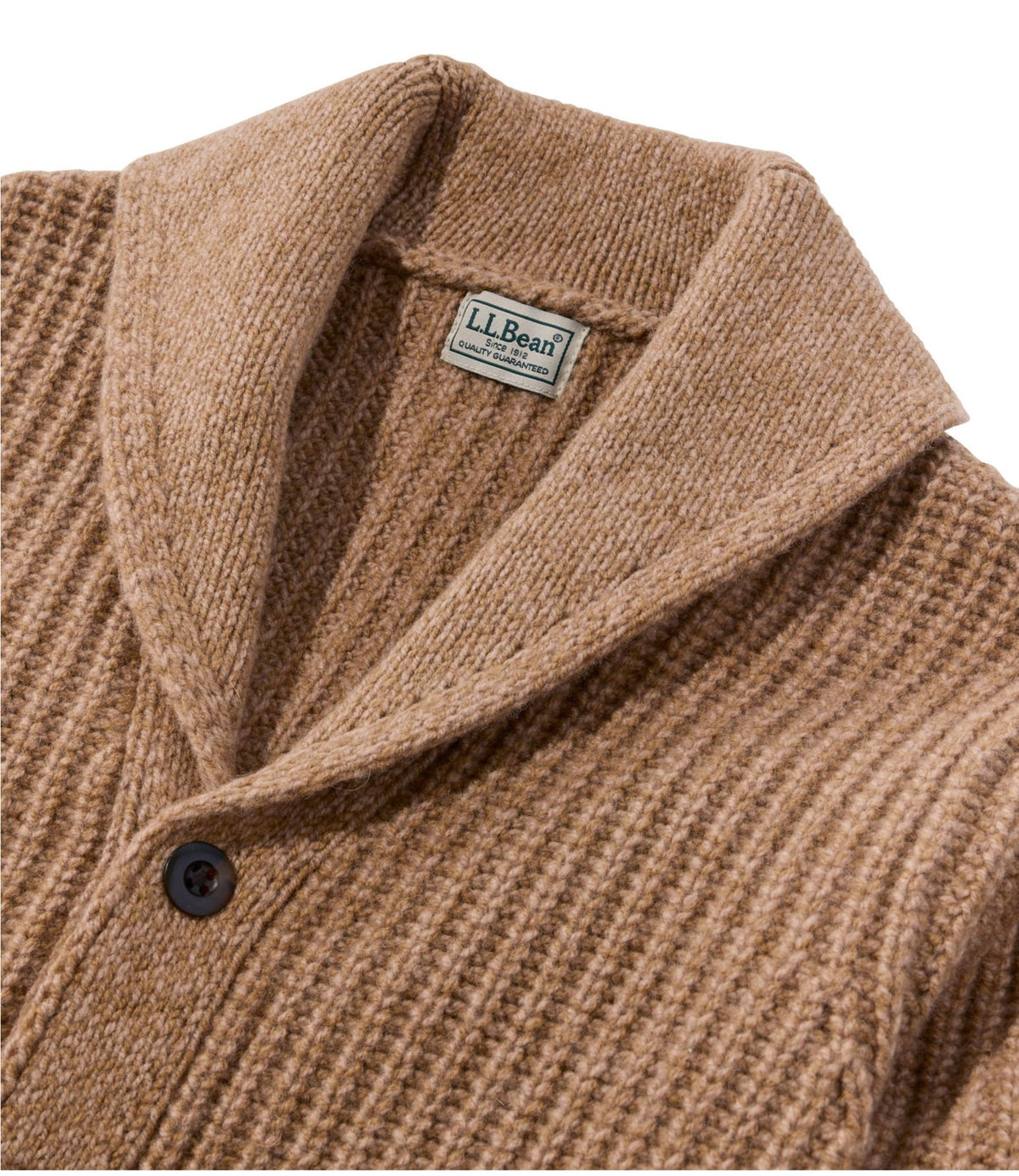 L.L.Bean Men's L.L.Bean Classic Ragg Wool Sweater, Cardigan Charcoal