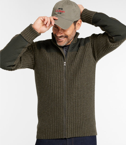 L.L.Bean Men's Commando Sweater, Full-Zip Bright Navy Heather