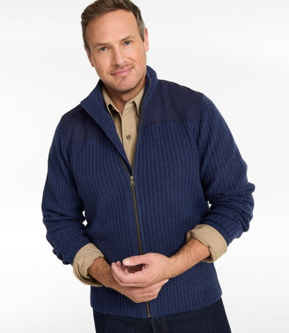 L.L.Bean Men's Commando Sweater, Full-Zip Bright Navy Heather