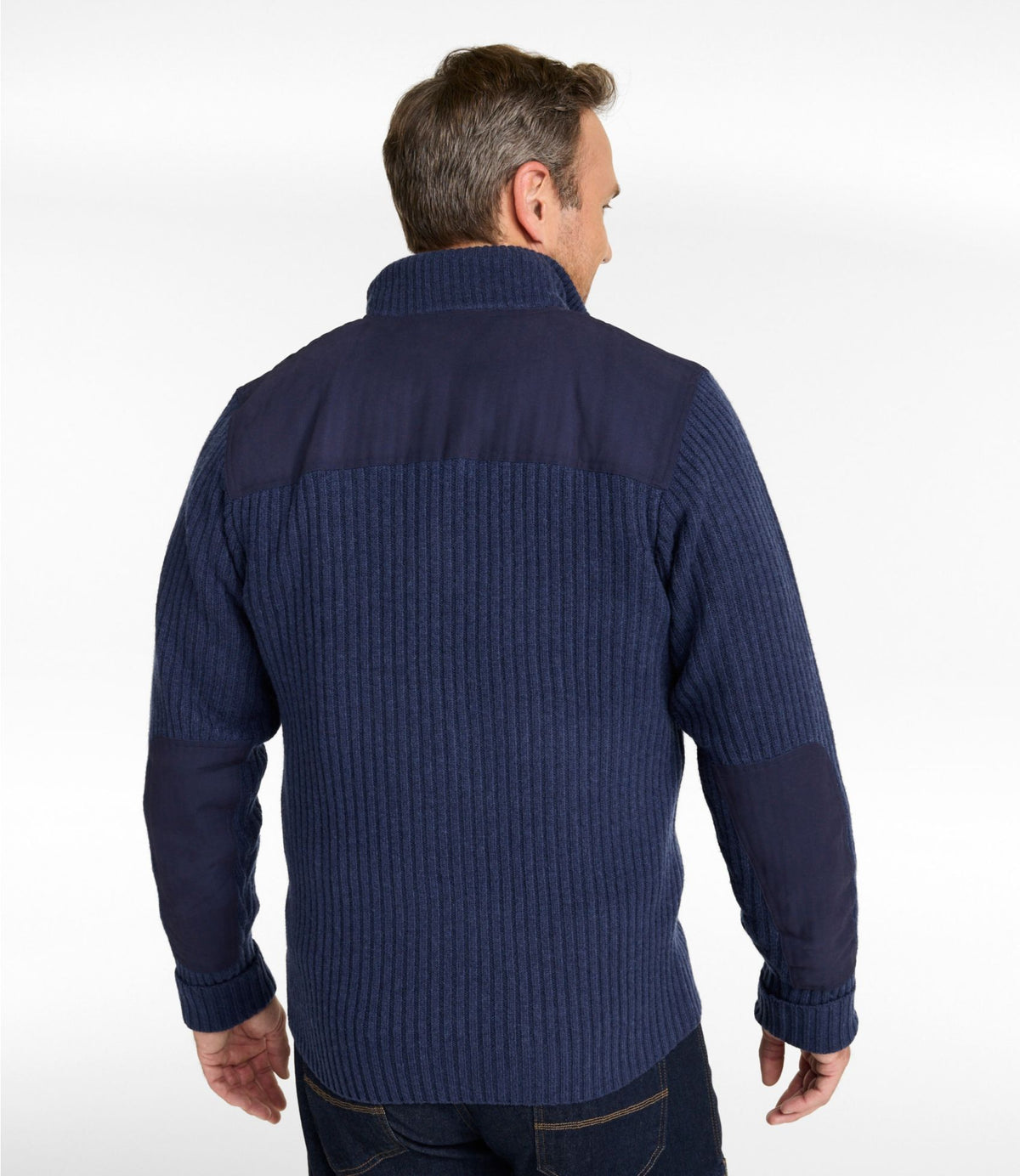 L.L.Bean Men's Commando Sweater, Full-Zip Bright Navy Heather