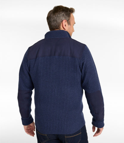 L.L.Bean Men's Commando Sweater, Full-Zip Bright Navy Heather