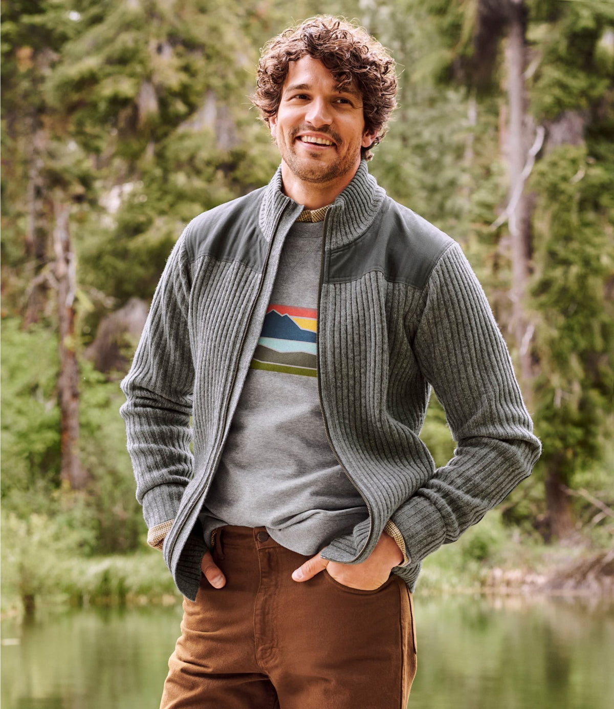 L.L.Bean Men's Commando Sweater, Full-Zip Bright Navy Heather