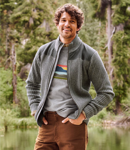 L.L.Bean Men's Commando Sweater, Full-Zip Bright Navy Heather