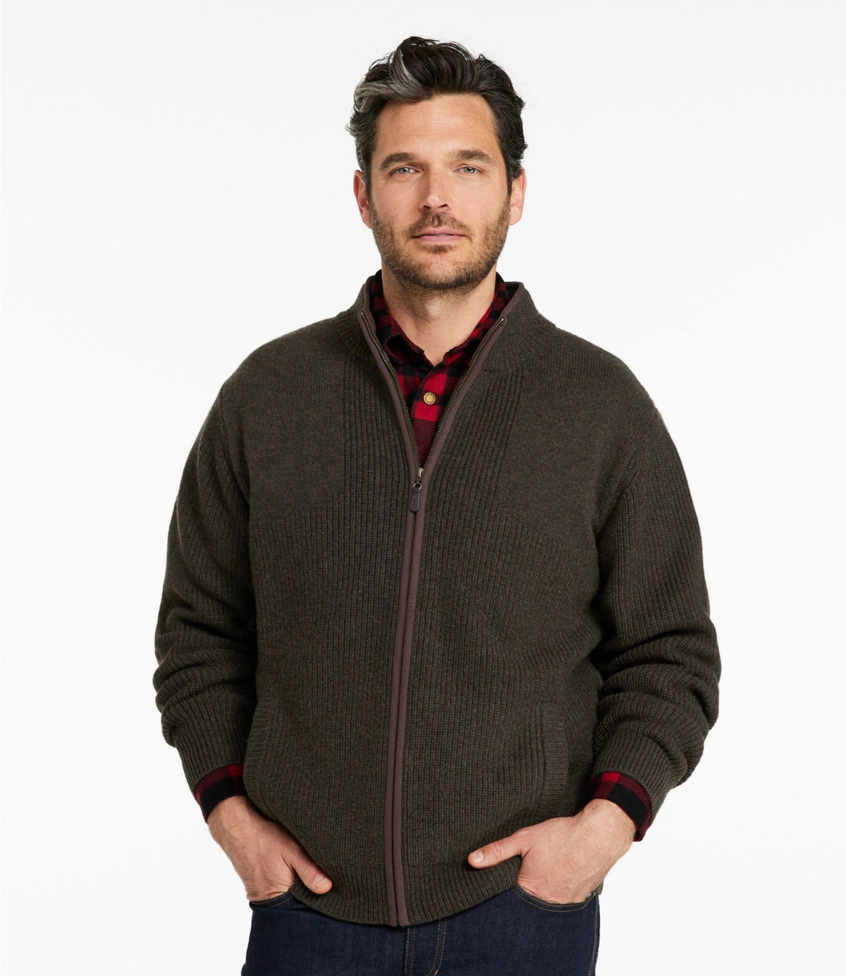 L.L.Bean Men's Waterfowl Sweater, Full Zip Carbon Navy