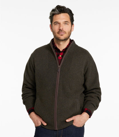 L.L.Bean Men's Waterfowl Sweater, Full Zip Carbon Navy