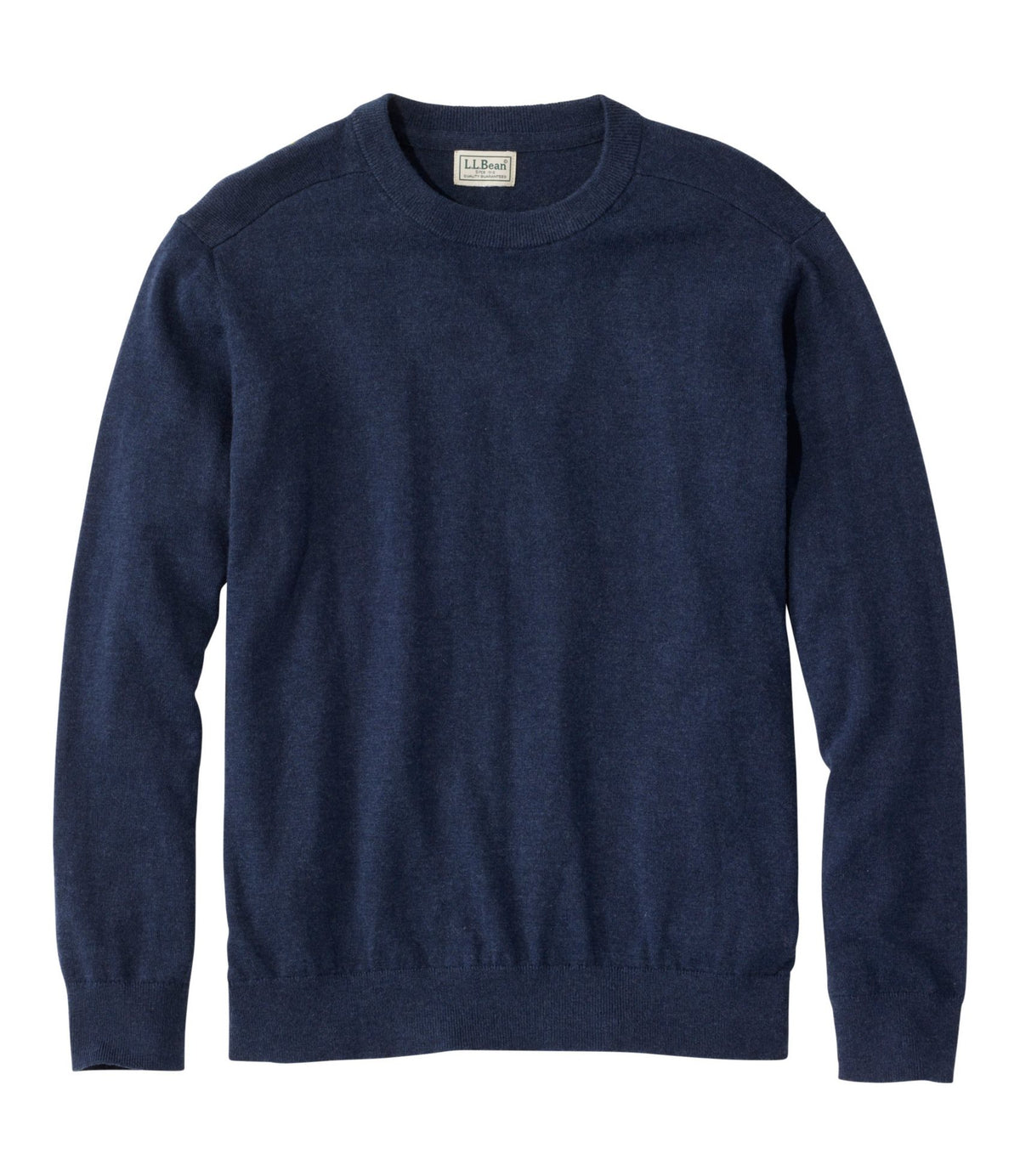 L.L.Bean Men's All Seasons Cotton Blend Sweater, Crewneck Classic Navy Heather