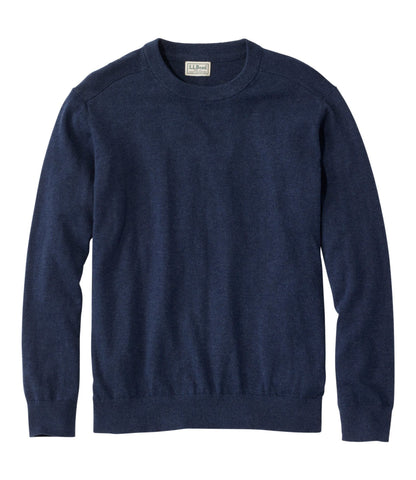 L.L.Bean Men's All Seasons Cotton Blend Sweater, Crewneck Classic Navy Heather