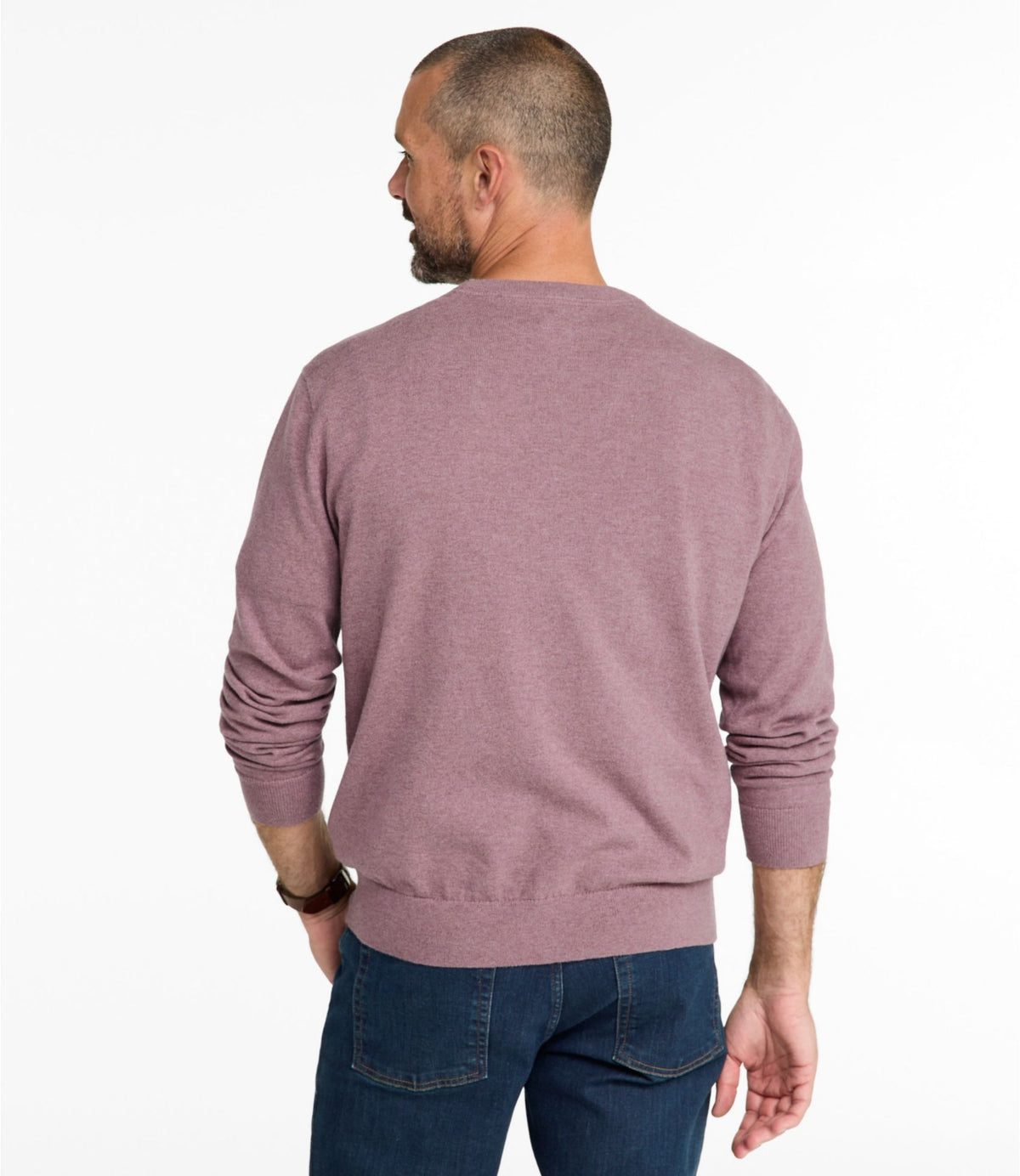 L.L.Bean Men's All Seasons Cotton Blend Sweater, Crewneck Classic Navy Heather