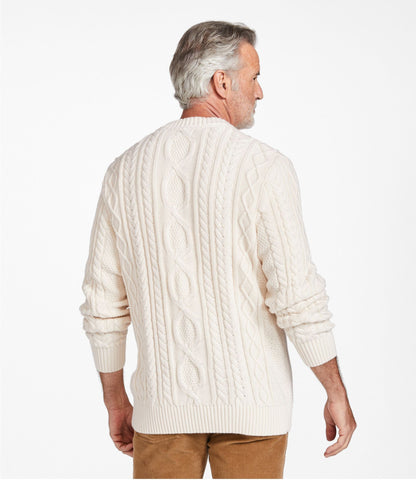 L.L.Bean Men's Bean's Heritage Soft Cotton Fisherman Sweater, Crewneck Burnt Mahogany