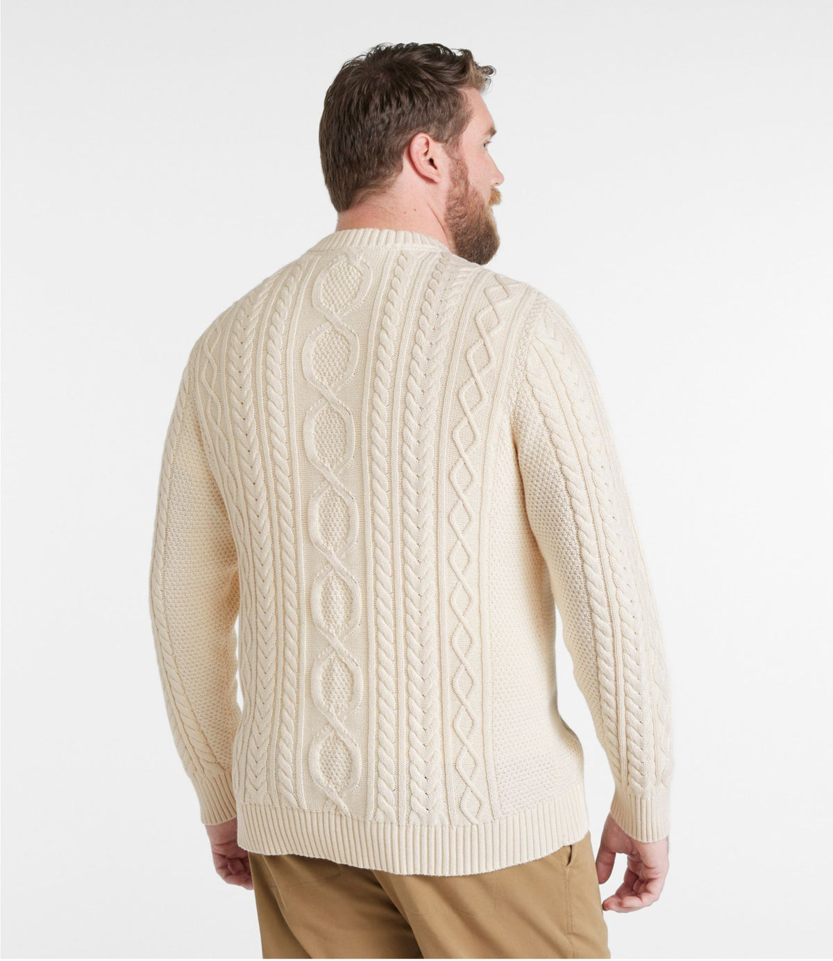 L.L.Bean Men's Bean's Heritage Soft Cotton Fisherman Sweater, Crewneck Burnt Mahogany