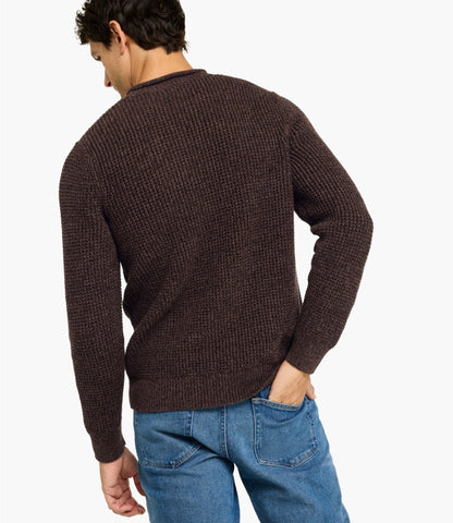 L.L.Bean Men's L.L.Bean Organic Cotton Waffle Sweater, Rollneck Crew Carbon Navy