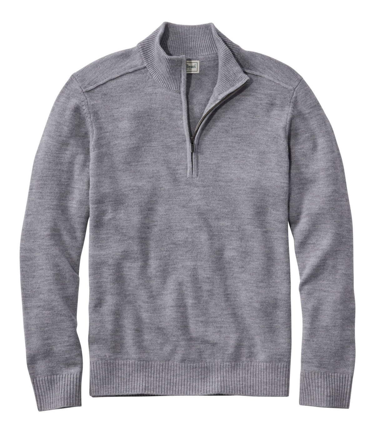 L.L.Bean Men's Essential Merino Sweaters, Quarter-Zip Gray Heather