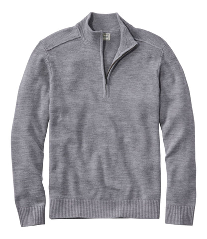 L.L.Bean Men's Essential Merino Sweaters, Quarter-Zip Gray Heather
