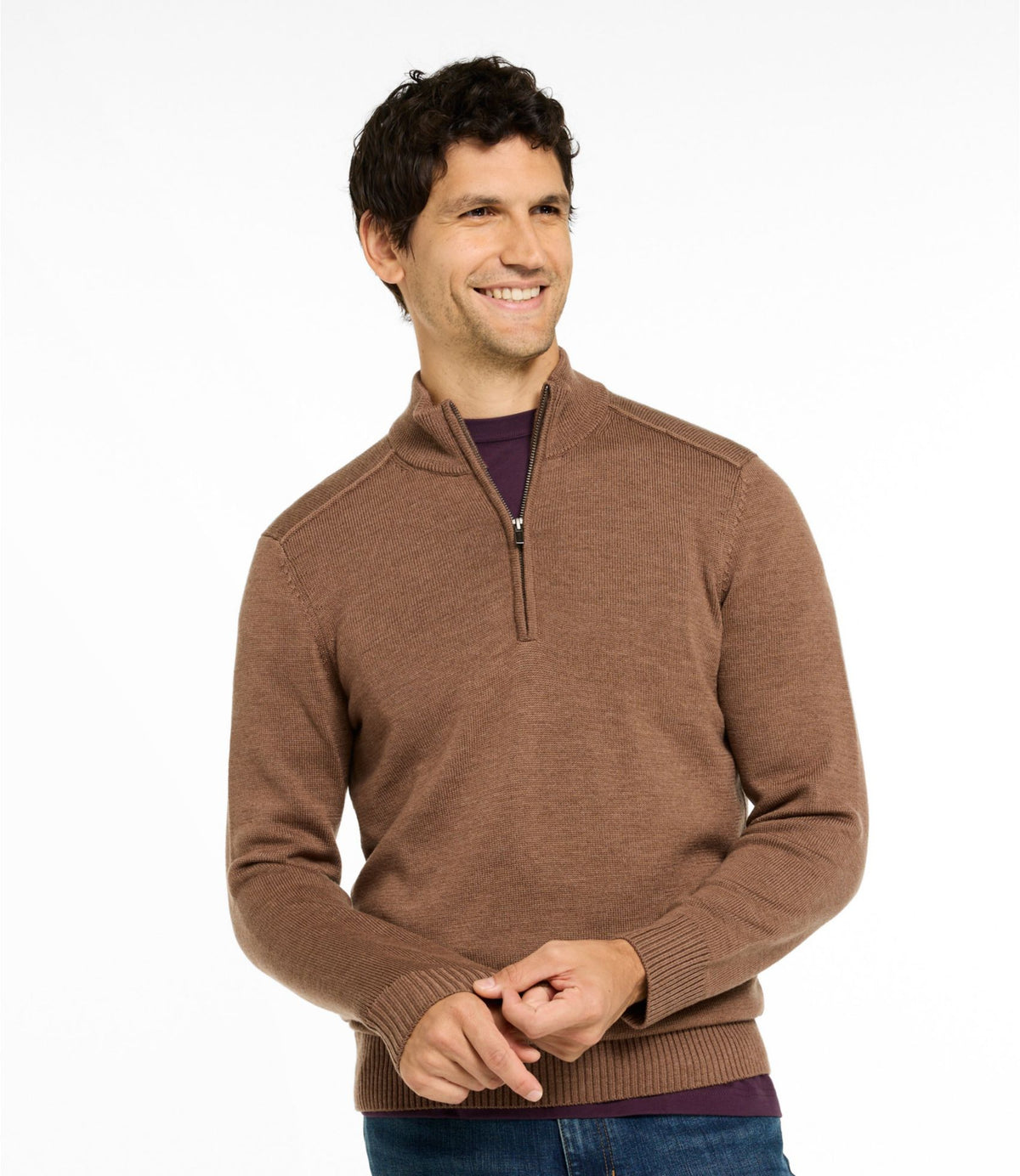 L.L.Bean Men's Essential Merino Sweaters, Quarter-Zip Gray Heather
