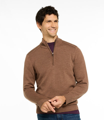 L.L.Bean Men's Essential Merino Sweaters, Quarter-Zip Gray Heather